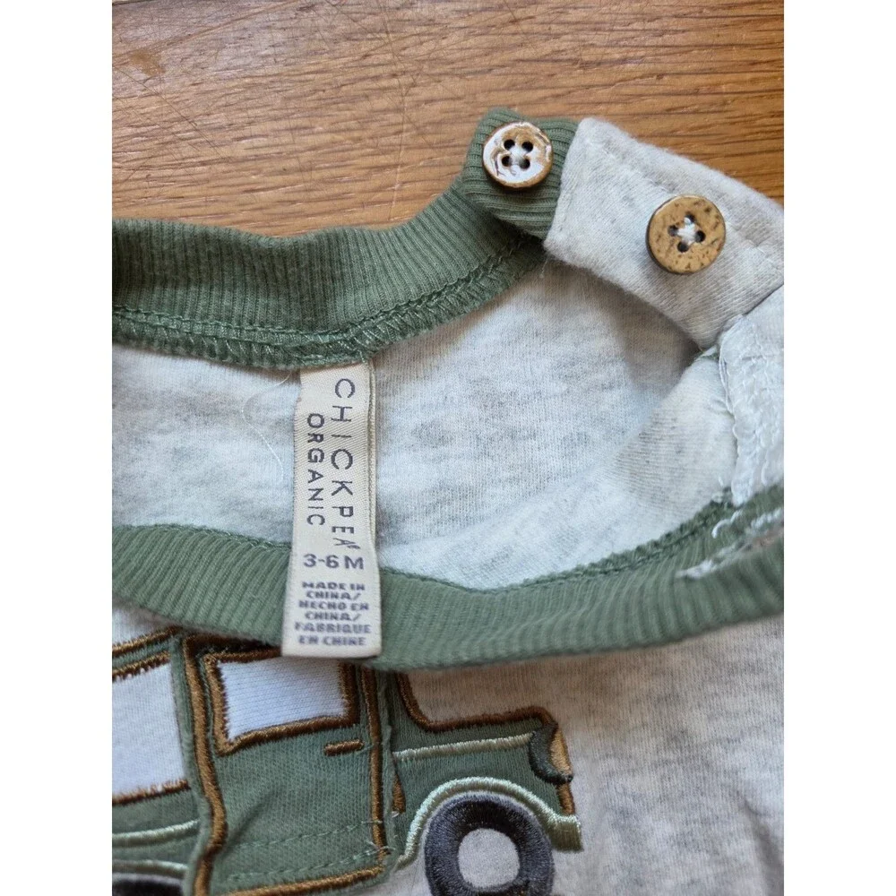 Chickpea Organic bodysuit interactive truck with surprise dinosaur size 3/6M